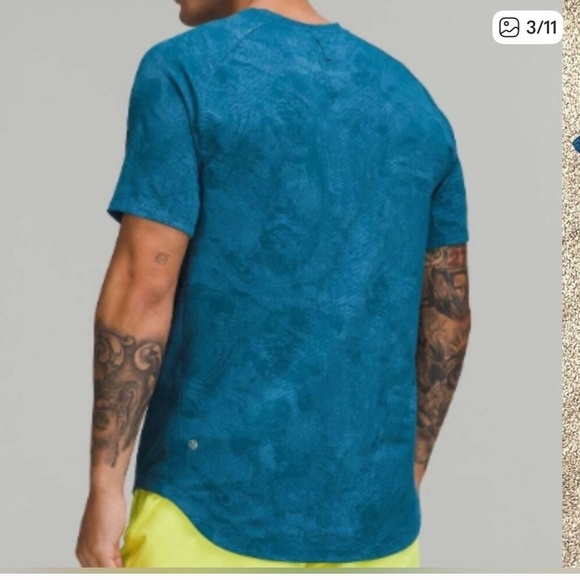 Lululemon Drysense Training Shirt Marble Map Jacquard Blue Borealis Soft Denim - Picture 2 of 7